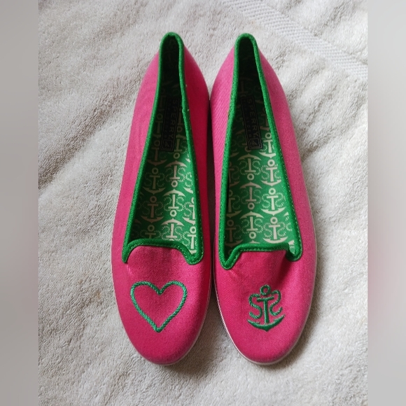 Sperry Shoes - Sperry top sider Flats 7 pink heart nautical print